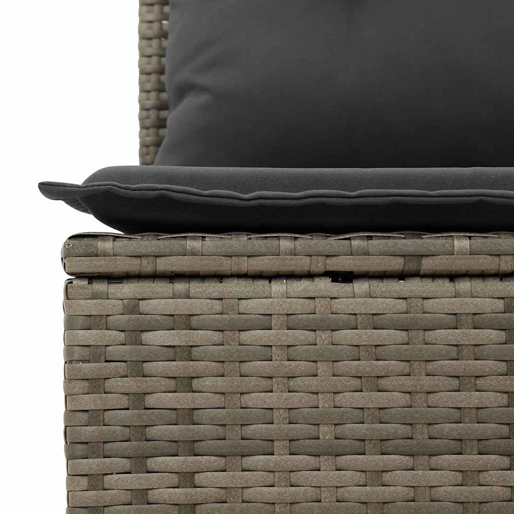 Garten-Sofa-Set mit Speicher 9 pcs Grau Poly Rattan